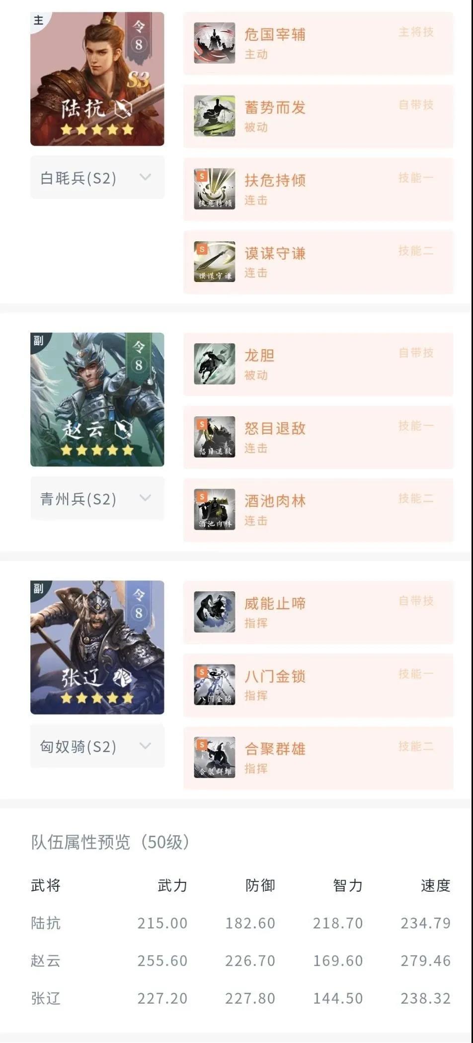 《鸿图之下》S3赵云阵容搭配 S3赛季赵云张辽陆抗技能配置一览